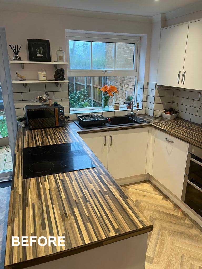 Kitchen Worktop Replacement Picasso Staruario Before Image